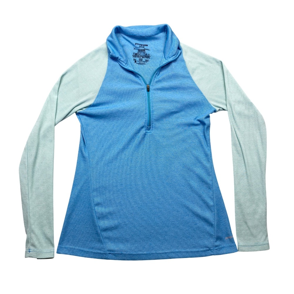 Patagonia Capilene 2 Lightweight Quarter Zip Pullover Blue‎ Aqua Women's XS
